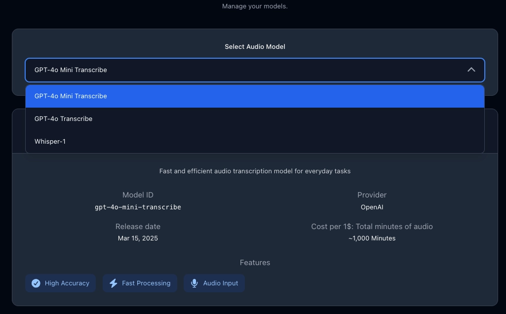 Choose Your Audio Model