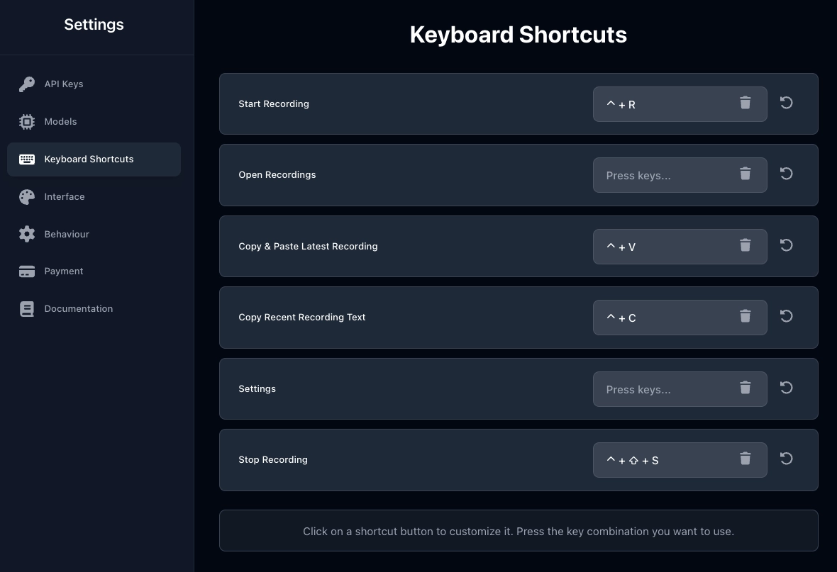 Hotkeys Settings