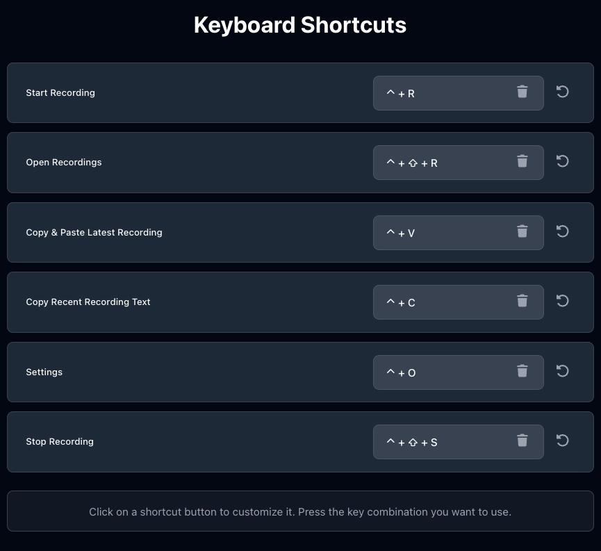 Hotkeys Settings