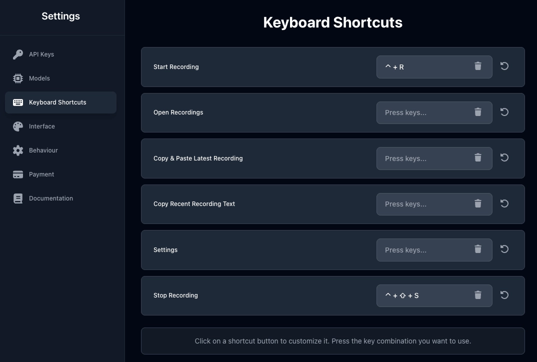 Custom Keyboard Shortcuts demonstration